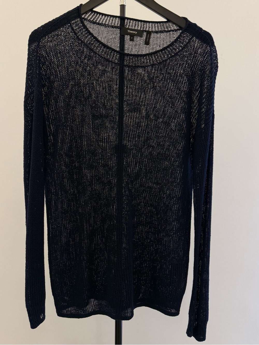 Theory Open Knit Sweater in Rosa Knit (Navy)